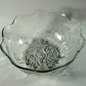 Vintage Clear Pressed Glass Scalloped Bowl  Candy Dish
